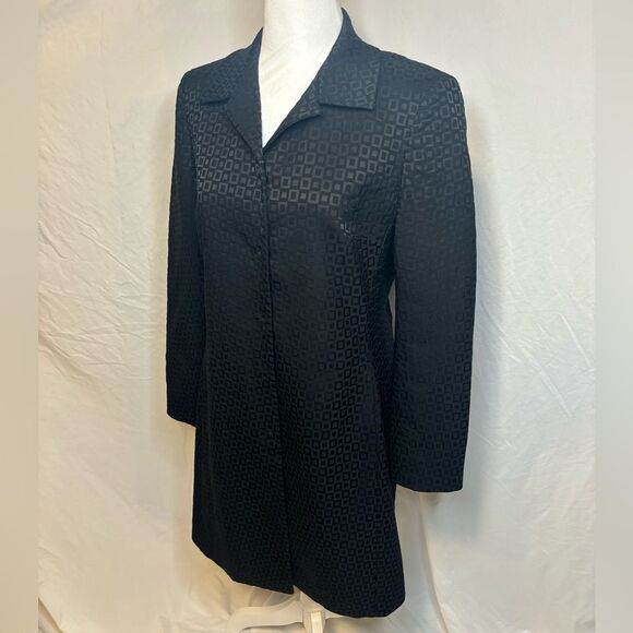 Elie Tahari Monogram Black Square Suit Set Jacket Pants Women’s Button Up - Picture 3 of 13